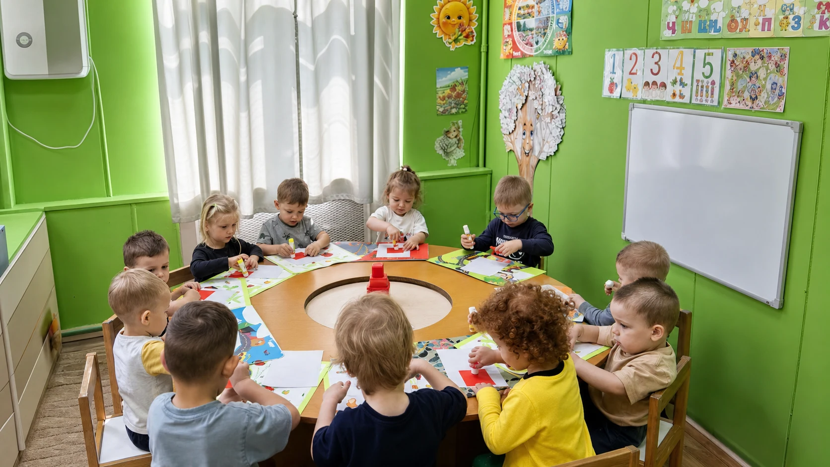 Дети за творческим занятием в группе филиала Химки